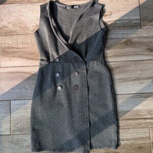 Rebel Sugar Gray Sleeveless Dress XS Double Breasted Knit Stretch